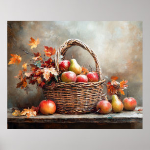 Autumn Basket of Fruits Poster