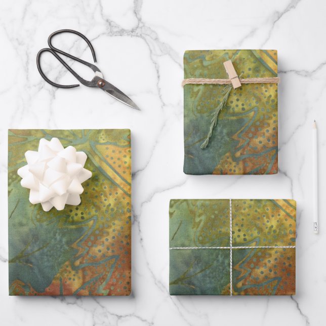 Autumn Batik Wrapping Paper Sheets (Front)