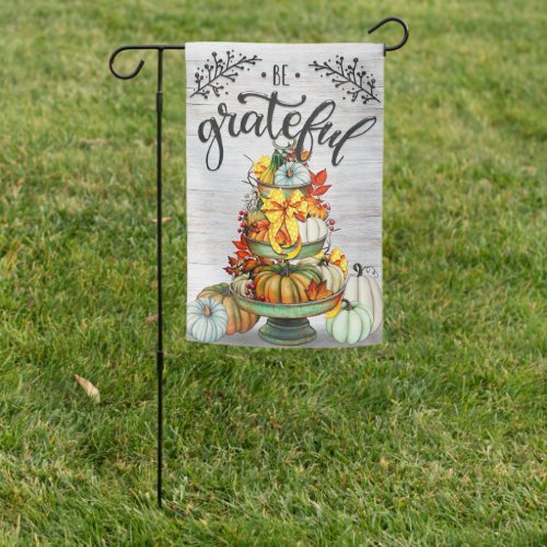 Autumn Be Grateful Pumpkin Tower  Garden Flag