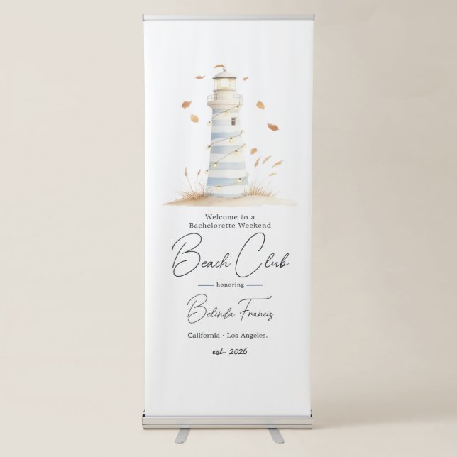 Autumn Beach Club Coastal Chic Party Welcome Retractable Banner (Front)