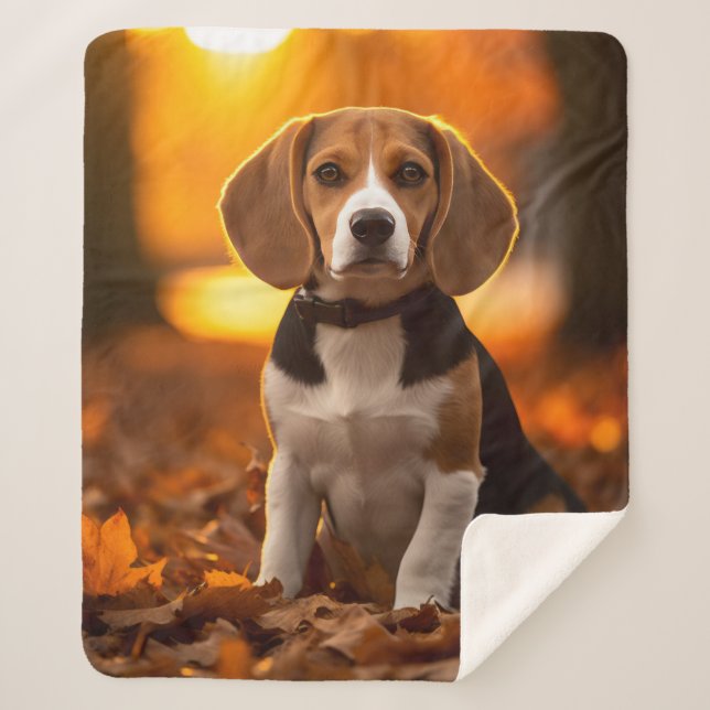 Autumn Beagle – Cozy & Loving Sherpa Blanket (Front)