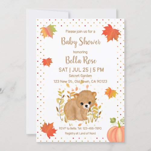 Autumn Bear Baby Shower Invitations