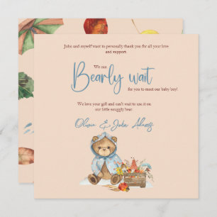 Autumn Bear Baby Shower Thank you, Fall bear Thank You Card