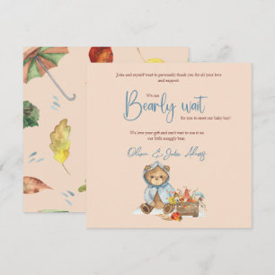 Autumn Bear Baby Shower Thank you,  Fall bear  You Card