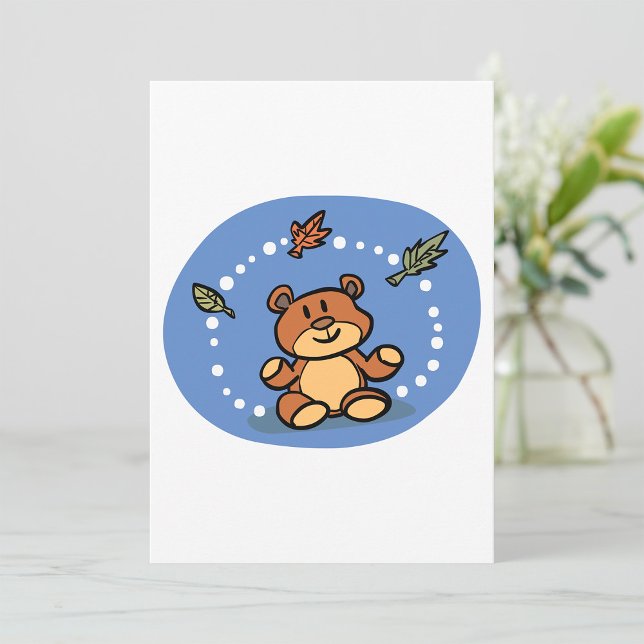 Autumn Bear with Falling Leaves  Invitation (Creator Uploaded)