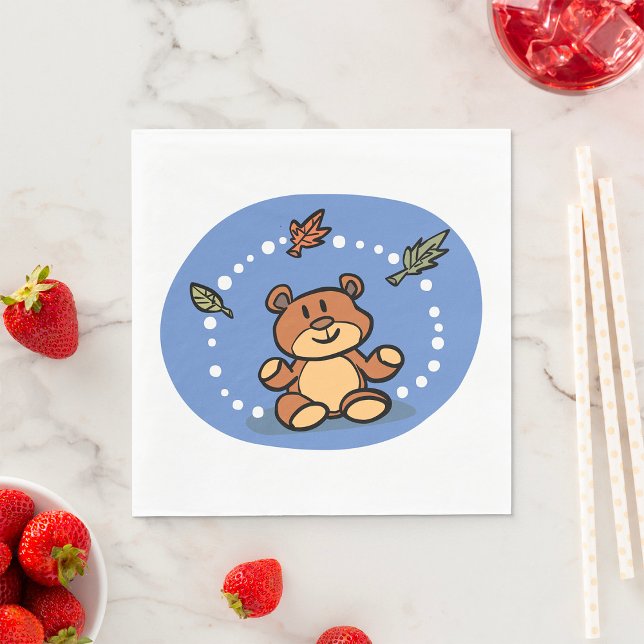 Autumn Bear with Falling Leaves  Napkins (Creator Uploaded)