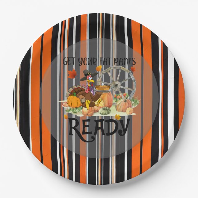 Autumn Beautiful Modern Thanksgiving Collection Paper Plates (Front)