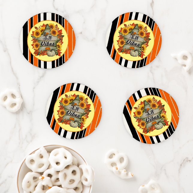 Autumn Beautiful Trendy Thanksgiving Collection Coaster Set (In Situ)