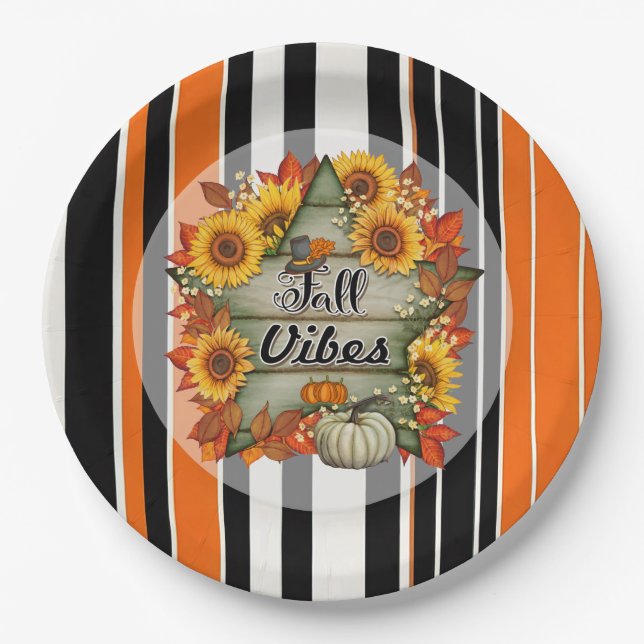 Autumn Beautiful Trendy Thanksgiving Collection Paper Plates (Front)