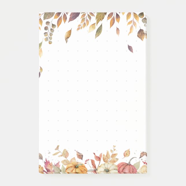 Autumn begins post-it notes, Fall themed note pad (Front)