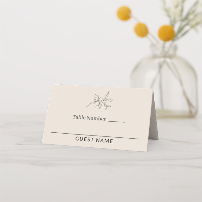 Autumn Beige Simple Elegant Wedding Place Card (Front)