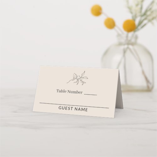 Autumn Beige Simple Elegant Wedding Place Card