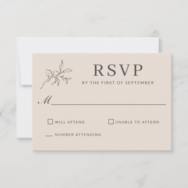 Autumn Beige Simple Elegant Wedding RSVP Card (Front)