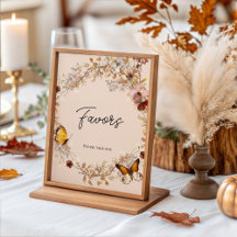 Autumn Beige Wildflower Gifts Table Sign