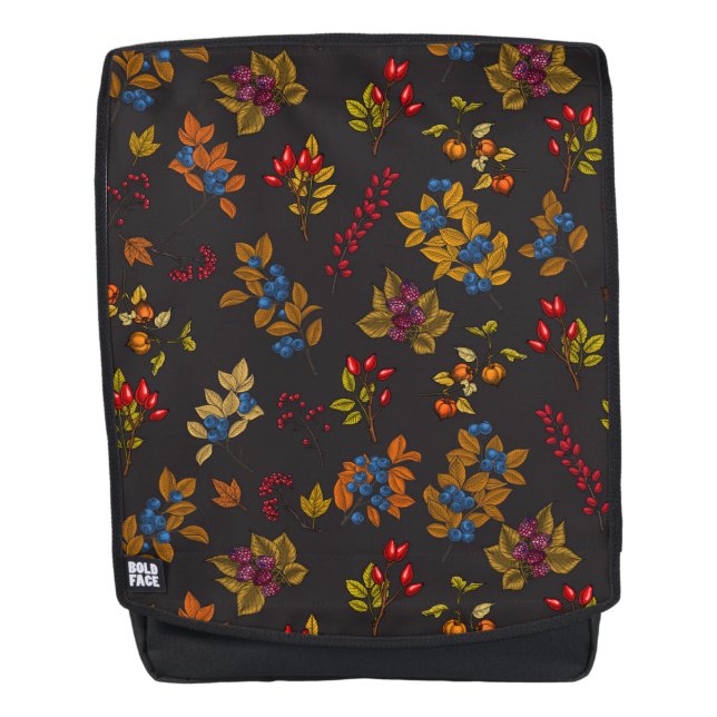 Autumn berries on chocolate brown 2 backpack (Front)