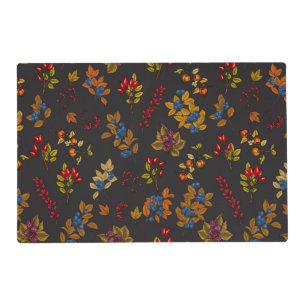 Autumn berries on chocolate brown 2 placemat
