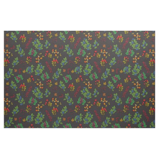 Autumn berries on chocolate brown fabric