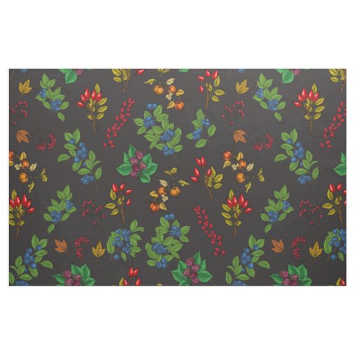Autumn berries on chocolate brown fabric