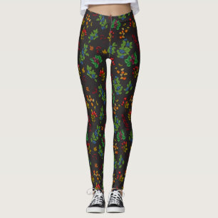 Autumn berries on chocolate brown leggings