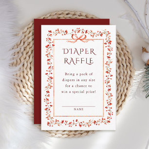 Autumn Berry Border & Bow Diaper Raffle Enclosure Card