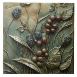 Autumn Berry Branch Botanical Faux Relief  Ceramic Tile<br><div class="desc">A stunning ceramic relief featuring berries on delicate branches,  embodying the beauty of fall and nature’s bounty.</div>