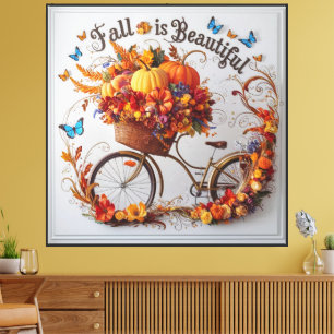 Autumn Bicycle Thanksgiving Blooms Wall Art