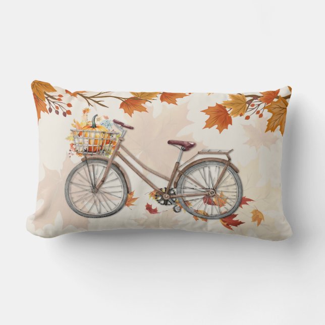 Autumn Bike Ride Throw Pillow (Front)