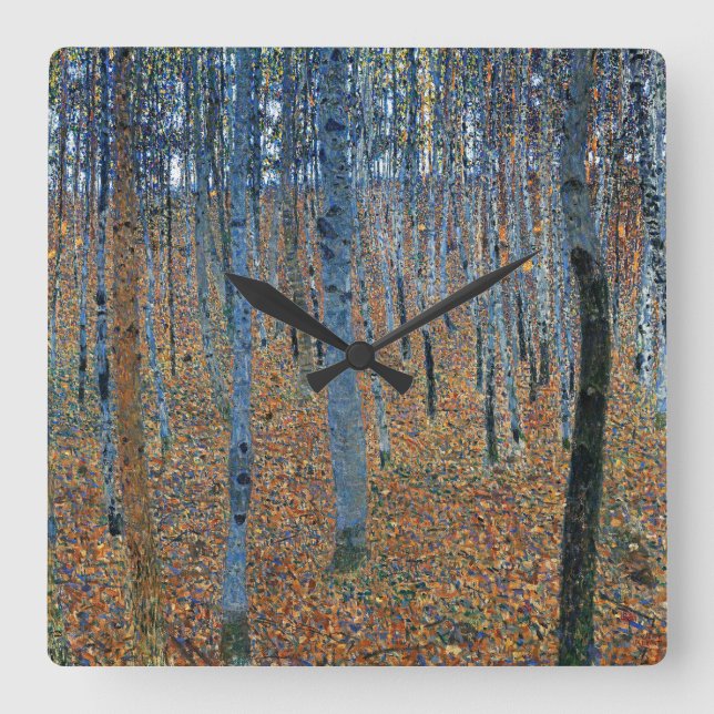 Autumn Birch Forest Fine Art Wall Clock (Front)