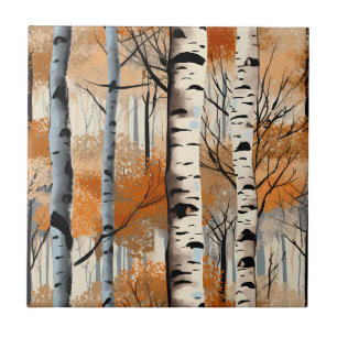 Autumn Birch Trees Tile