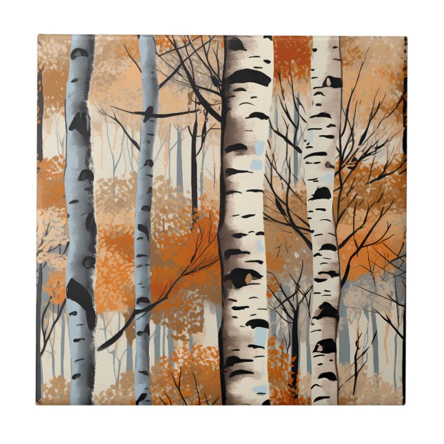 Autumn Birch Trees Tile (Front)