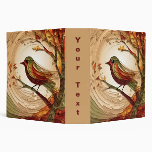 Autumn Bird Collage 3 Ring Binder