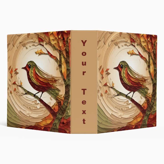 Autumn Bird Collage 3 Ring Binder (Background)