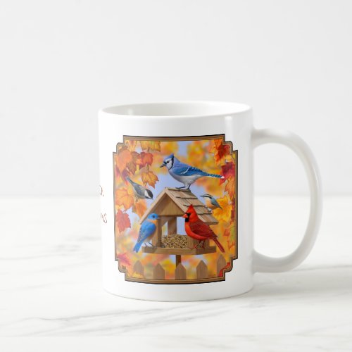 Autumn Bird Feeder Gathering Coffee Mug