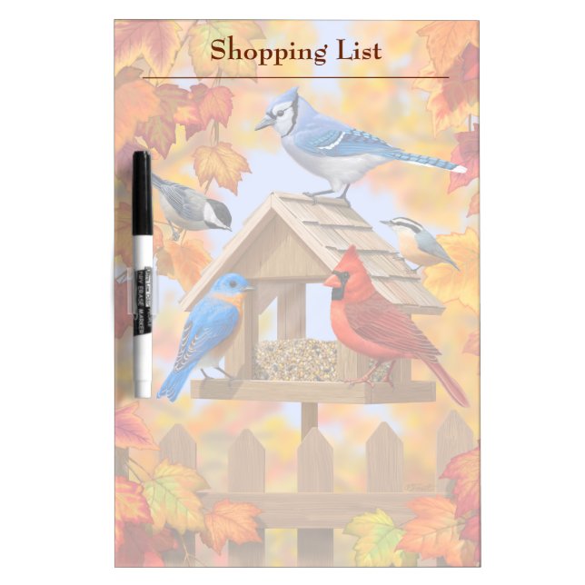 Autumn Bird Feeder Gathering Dry-Erase Board (Front)