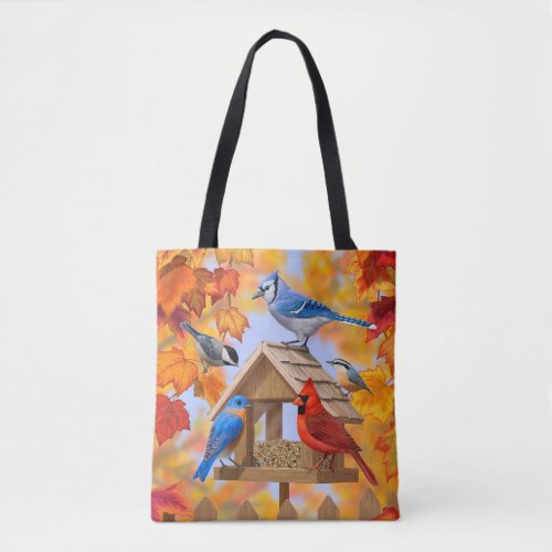 Autumn Bird Feeder Gathering Tote Bag