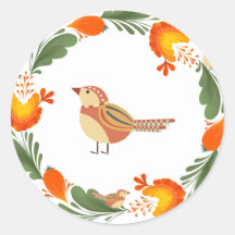 Autumn Bird Folk Art