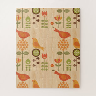 Autumn Bird Folk Art Jigsaw Puzzle