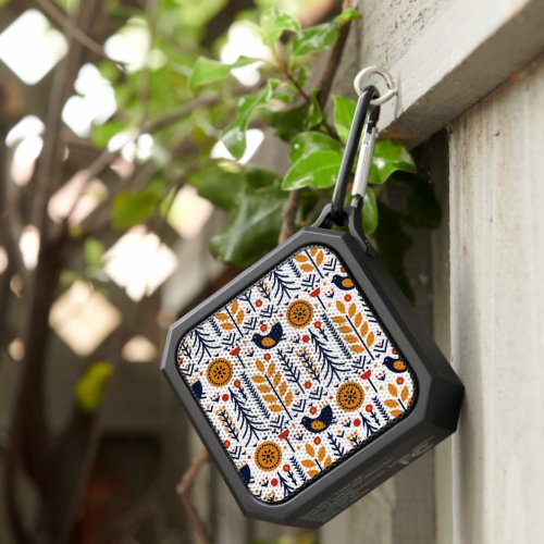 Autumn Bird Folk Art Pattern Bluetooth Speaker