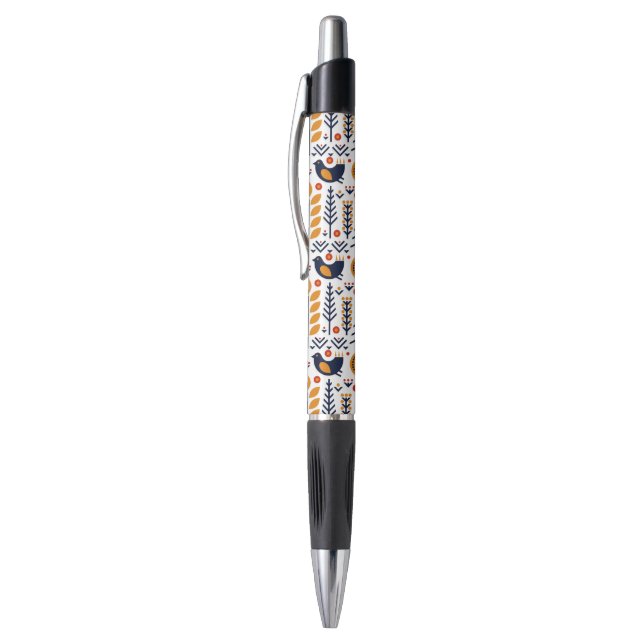 Autumn Bird Folk Art Pattern Pen (Top (Vertical))
