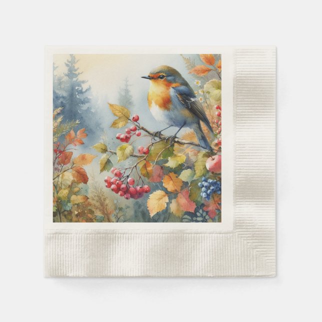 Autumn Bird Paper Napkin (Front)