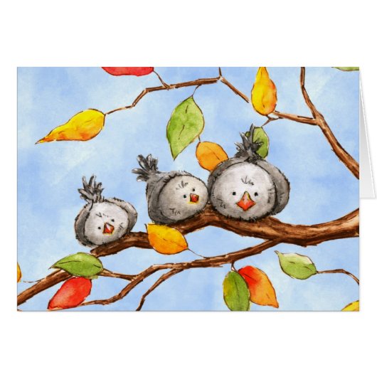 Autumn Birds Trio Card (Front Horizontal)