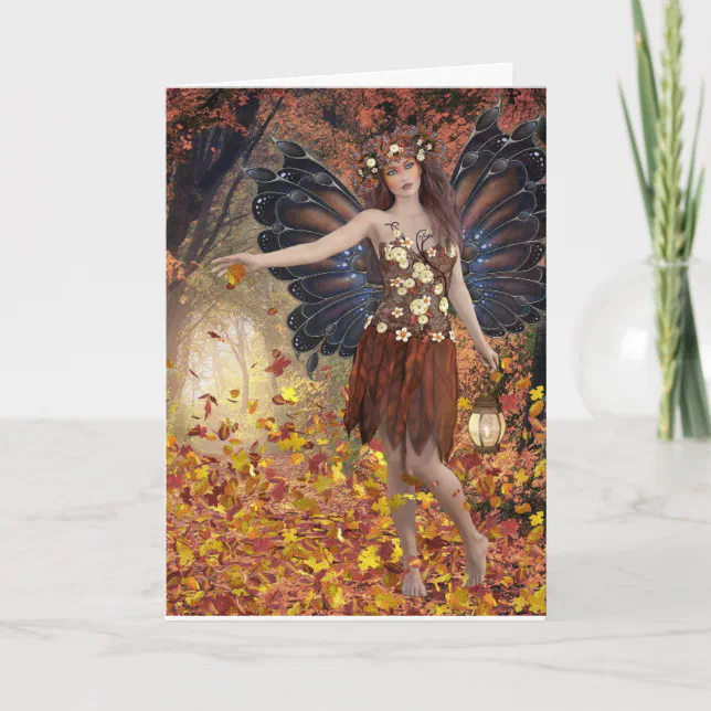 AUTUMN BIRTHDAY FAIRY CARD FOR HER | Zazzle