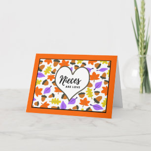 Autumn Birthday for Niece with leaves and Acorns Card