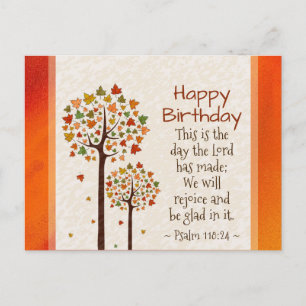 Autumn Birthday Inspirational Bible Psalm 118:24 Postcard