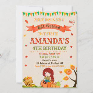 Autumn birthday invitation Fall festival party