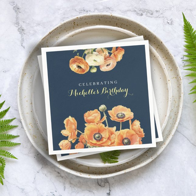 Autumn Birthday Party Fall Fete Orange Blossom Napkins (Creator Uploaded)