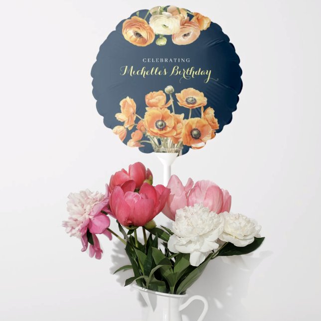 Autumn Birthday Party Fall Orange Flowers Balloon (Creator Uploaded)