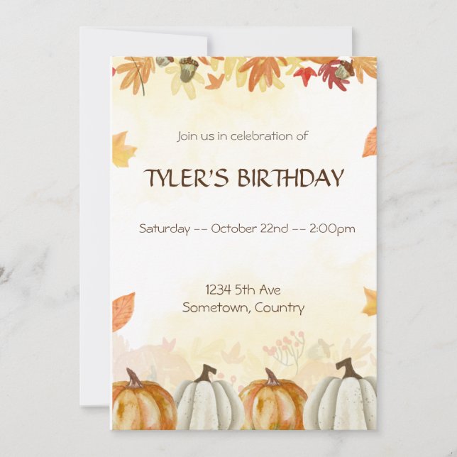 Autumn birthday party  invitation (Front)