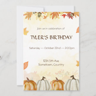 Autumn birthday party invitation