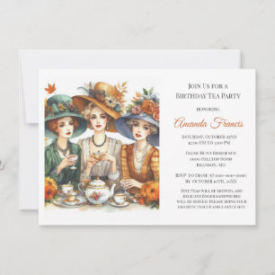 Autumn Birthday Tea Party Invitation
